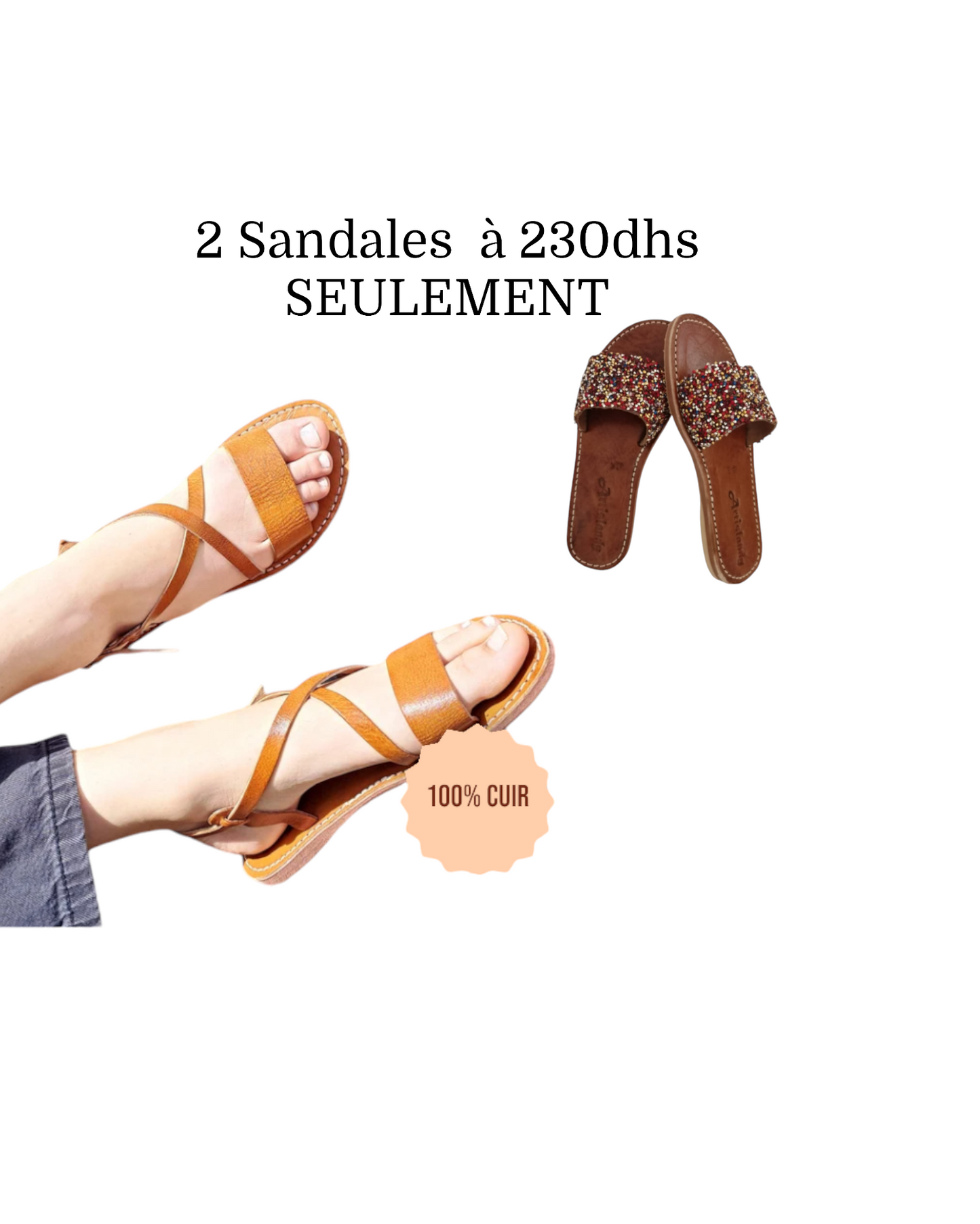 Pack de 2 Sandales en Cuir